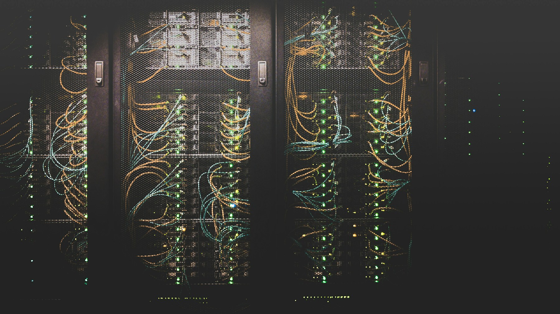Industrial data forge workstation with glowing amber pipeline visualisation